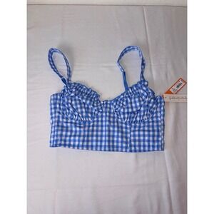 Colsie blue white gingham underwire Checkered bra bralette size small cotton new